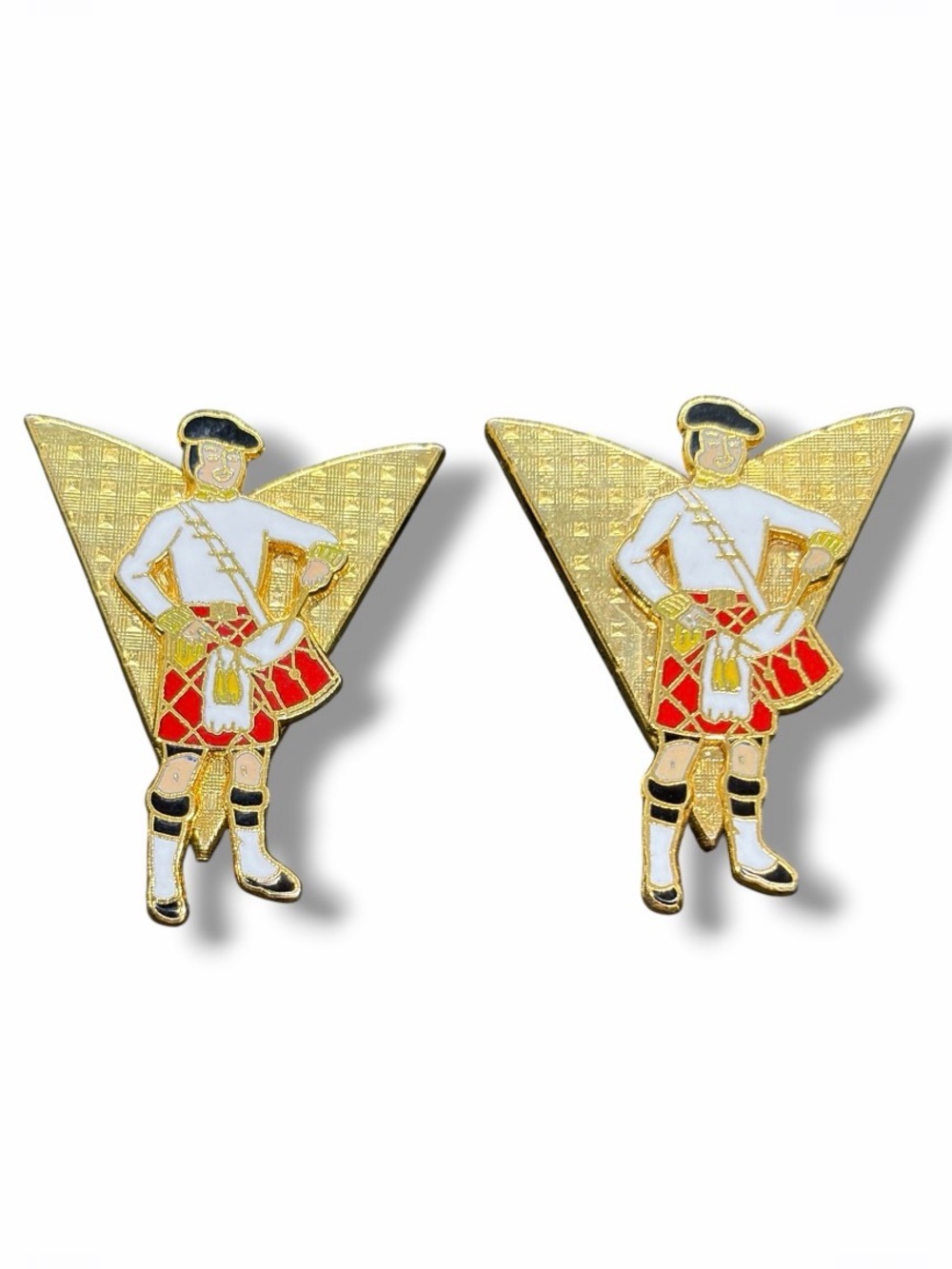 Collar Tip Stays Scottish Gold Tone Scotland Kilt Drummer Formal Button Down